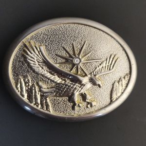 Vintage Gold Tone Metal Soaring Eagle Belt Buckle from the 1970s